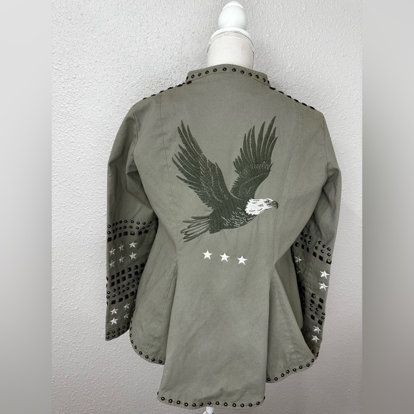 Spell and The Gypsy Eagleback Matinee Embroidered
Studded Khaki Jacket L run S/M - Picture 7 of 13